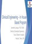 Clinical Engineering – In House Based Program