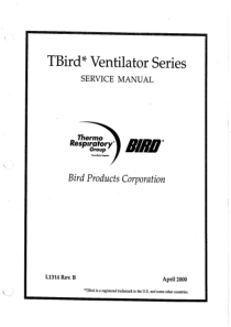 Bird TBird Ventilator - Service manual