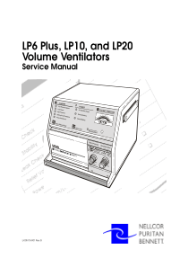 Nellcor Puritan Bennett LP6, LP10, LP20 Ventilator - Service manual