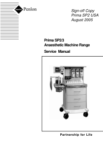 Penlon Prima SP2-3 Anaesthesia Machine - Service manual