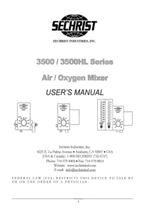 Sechrist 3500 Blender - User manual