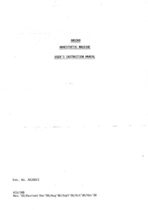 Penlon AM1000 Anaesthesia Machine - User manual