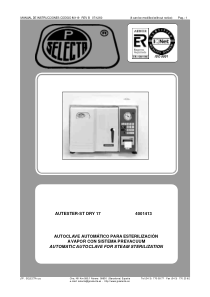 Selecta Autester ST Dry 17 Autoclave - Service and user manual