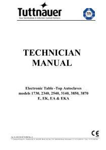 Tuttnauer E-Series Autoclave - Technician manual
