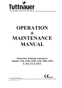 Tuttnauer E-Series Autoclave - User and maintenance manual (Rev.N)