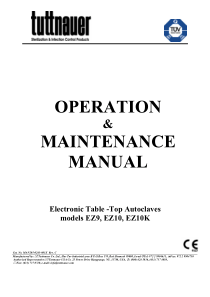 Tuttnauer EZ-Series Autoclave - User and maintenance manual (Rev.C)