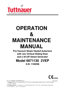 Tuttnauer 6671130 Autoclave - User and maintenance manual