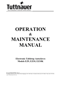 Tuttnauer EZ-Series Autoclave - User and maintenance manual (Rev.E)