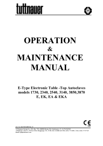 Tuttnauer E-Series Autoclave - User and maintenance manual (Rev.E)