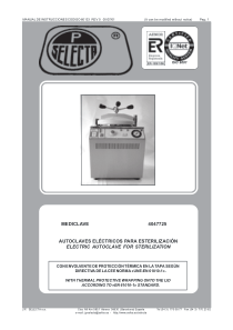 Selecta Mediclave Autoclave - Service and user manual
