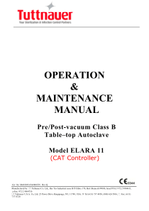 Tuttnauer Elara11 Autoclave - User and maintenance manual (Rev.Q)