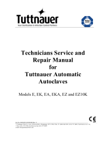 Tuttnauer E-Series Autoclave - Repair manual (2008)