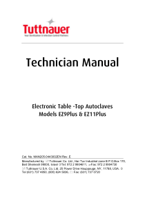 Tuttnauer EZPlus-Series Autoclave - Service manual