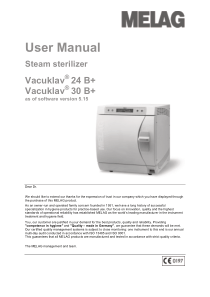 Melag Vacuklav 24B+, 30B+ Autoclave - User manual