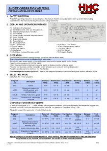 HMC HG Autoclave - Quick user manual