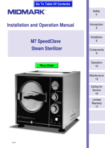 Midmark M7 Autoclave - User manual