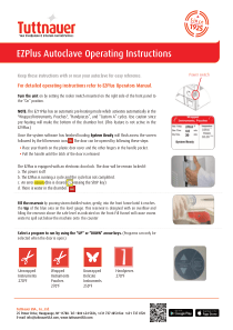 Tuttnauer EZPlus Autoclave - Quick start guide