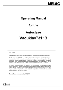 Melag Vacuklav 31-B Autoclave - User manual