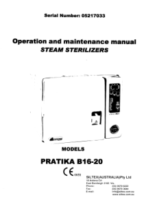 Siltex Pratika B16-20 - Operation and maintenance manual