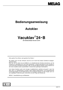 Melag Vacuklav 24-B Autoclave - Bedienungsanleitung (Rev.9)