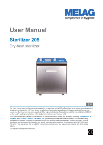 Melag Sterilizer 205 Autoclave - User manual
