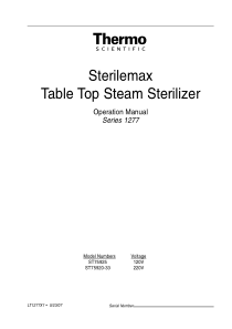 Thermo Sterilemax 1277 Autoclave - User manual