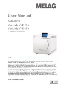 Melag Vacuklav 41B+, 43B+ Autoclave - User manual