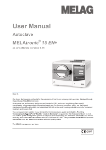 Melag MELAtronic 15EN+ Autoclave - User manual