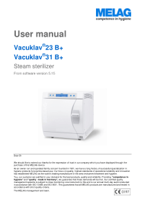 Melag Vacuklav 23B+, 31B+ Autoclave - User manual