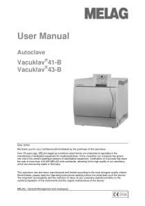 Melag Vacuklav 41B,43B - User manual