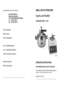 Wolf Sanoclav Sterilizer KL,TKL-MCS - User manual