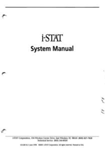 I-Stat Blood Analyzer System - User and service manual