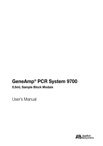 Applied Biosystems GeneAmp 9700 Block Modul - User manual