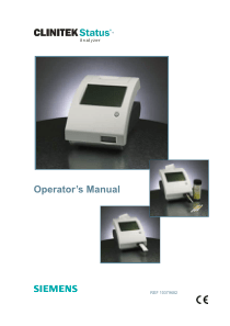 Siemens Clinitek Status Analyzer - User manual