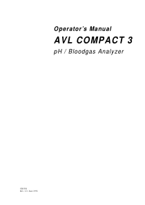 Roche AVL Compact 3 Bloodgas Analyzer - User manual