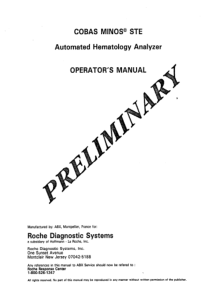 Roche Cobas Minos STE Hematology Analyzer - User manual
