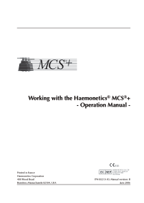 Haemonetics MCS+ Analyzer - User manual