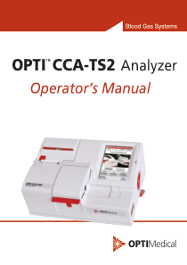 OptiMedical CCA-TS2 Blood Gas Analyser - User manual