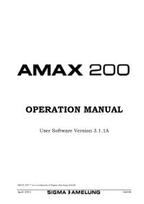 Sigma Amelung Amax 200 - User manual