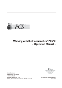 Haemonetics PCS2 - Operation manual