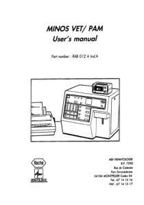 Roche Cobas Minos VET-PAM Hematology Analyzer - User manual