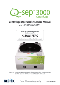 Restek Q-Sep 3000 Centrifuge - User and service manual