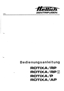 Hettich Rotixa P, RP, AP Centrifuge - User and service manual (ger)