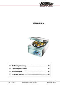 Hettich Rotofix 32A Centrifuge - User manual (ger,en,fr,it)