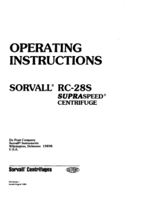 Sorvall RC-28S - User manual