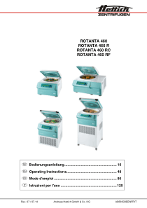 Hettich Rotanta 460 Centrifuge - User manual (ger,en,fr,it)