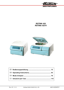 Hettich Rotina 420 Centrifuge - User manual (ger,en,fr,it)