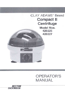Clay Adams Compact II Centrifuge - User manual