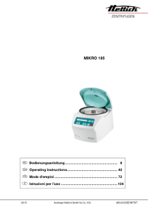 Hettich Mikro 185 Centrifuge - User manual (ger,en,fr,it)