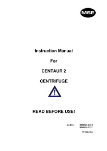 MSE Centaur 2 Centrifuge - User manual